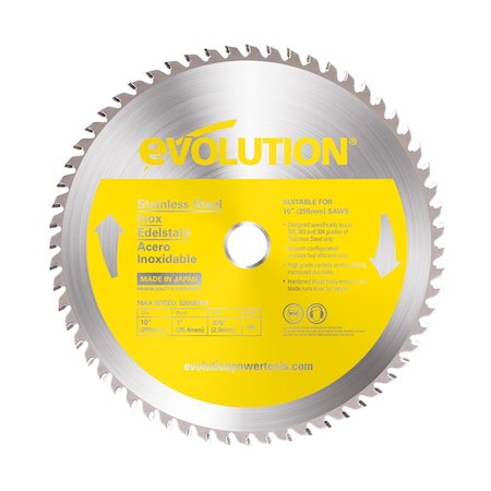 Evolution 10" Stainless Steel Cutting Blade, 1" Arbor 10BLADESSN